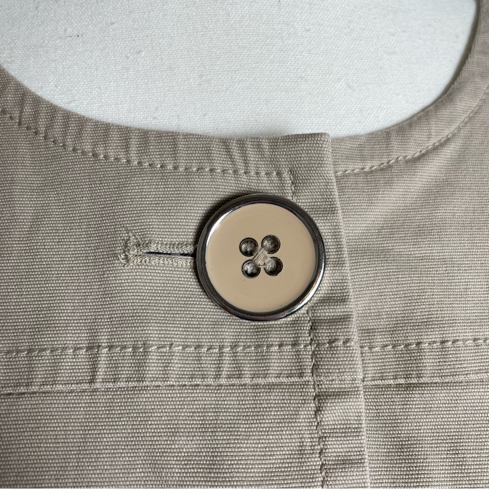 Apostrophe Belted Blazer Jacket Women’s L Beige Cotton Canvas Statement Buttons - Picture 6 of 16